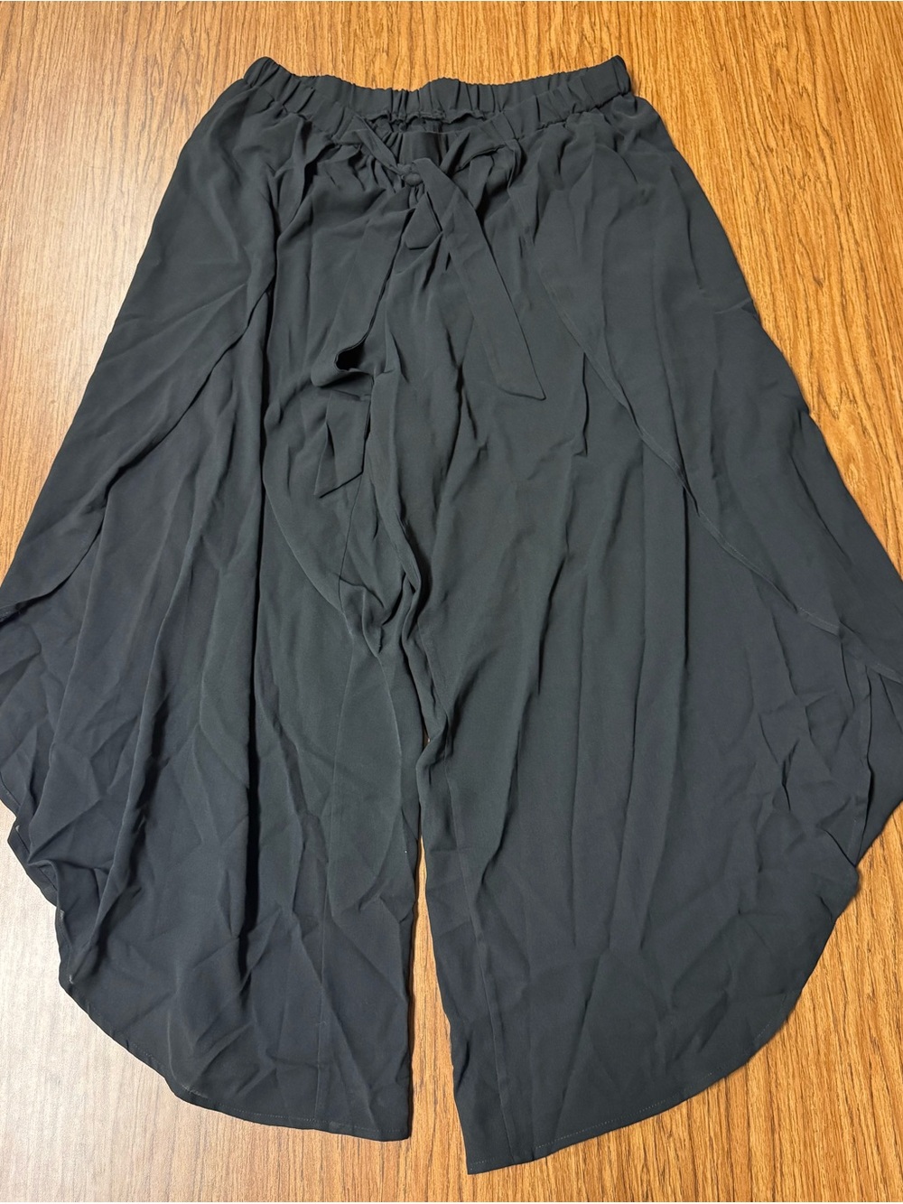 SHEIN Curve Black Tie-Front Wide Leg Palazzo Pants-Size 2XL
